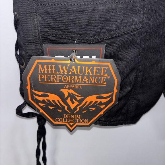 Milwaukee Performance Black Denim Motorcycle Vest Gun Pocket NWT L - Picture 3 of 10